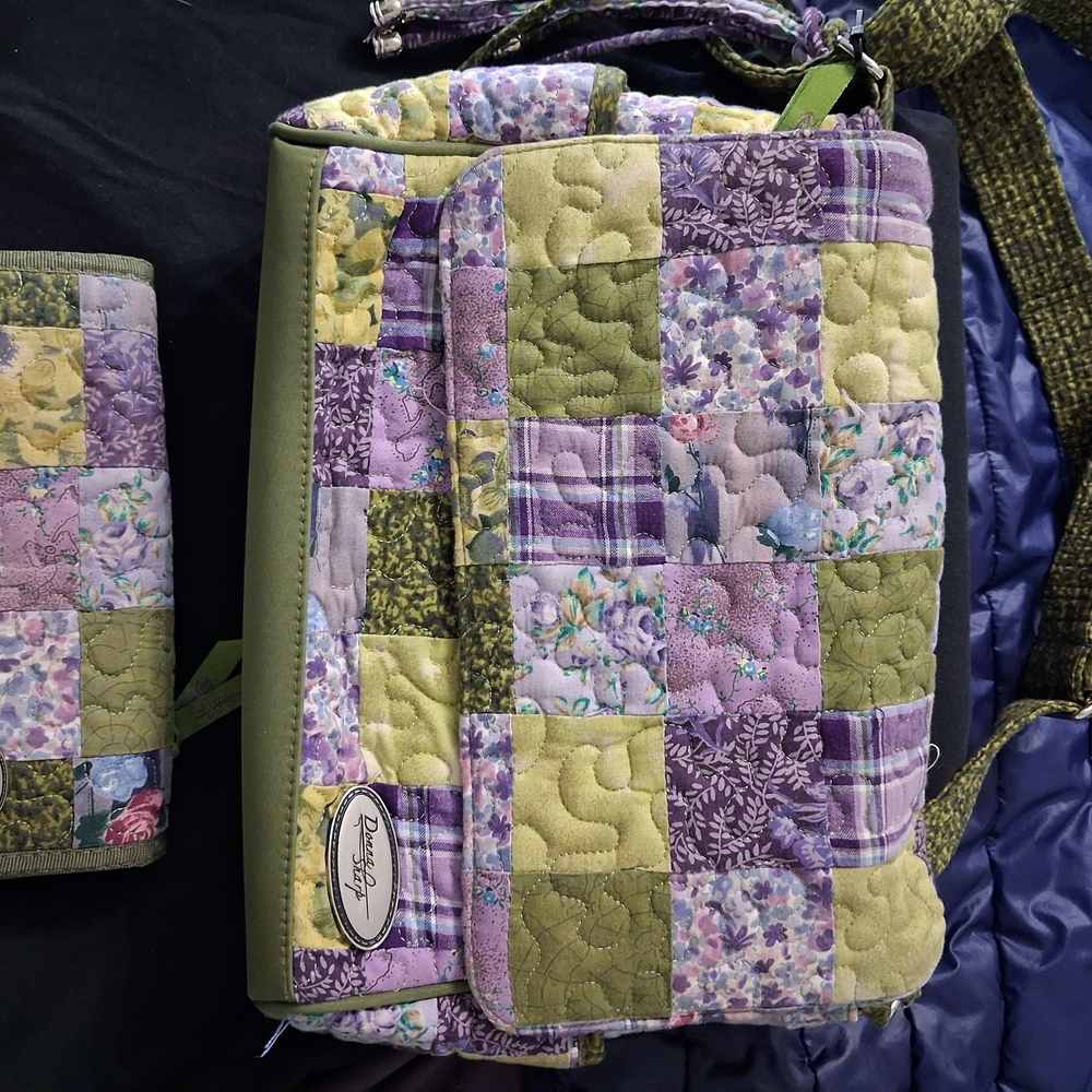 Donna Sharp Patchwork Quilted Baby Bag - Green An… - image 1